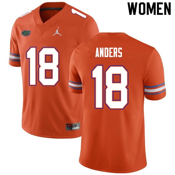 Women #18 Jack Anders Florida Gators College Football Jersey Orange